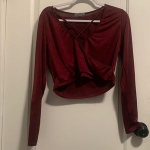 Charlotte Russe long sleeve crop in burgundy size xl